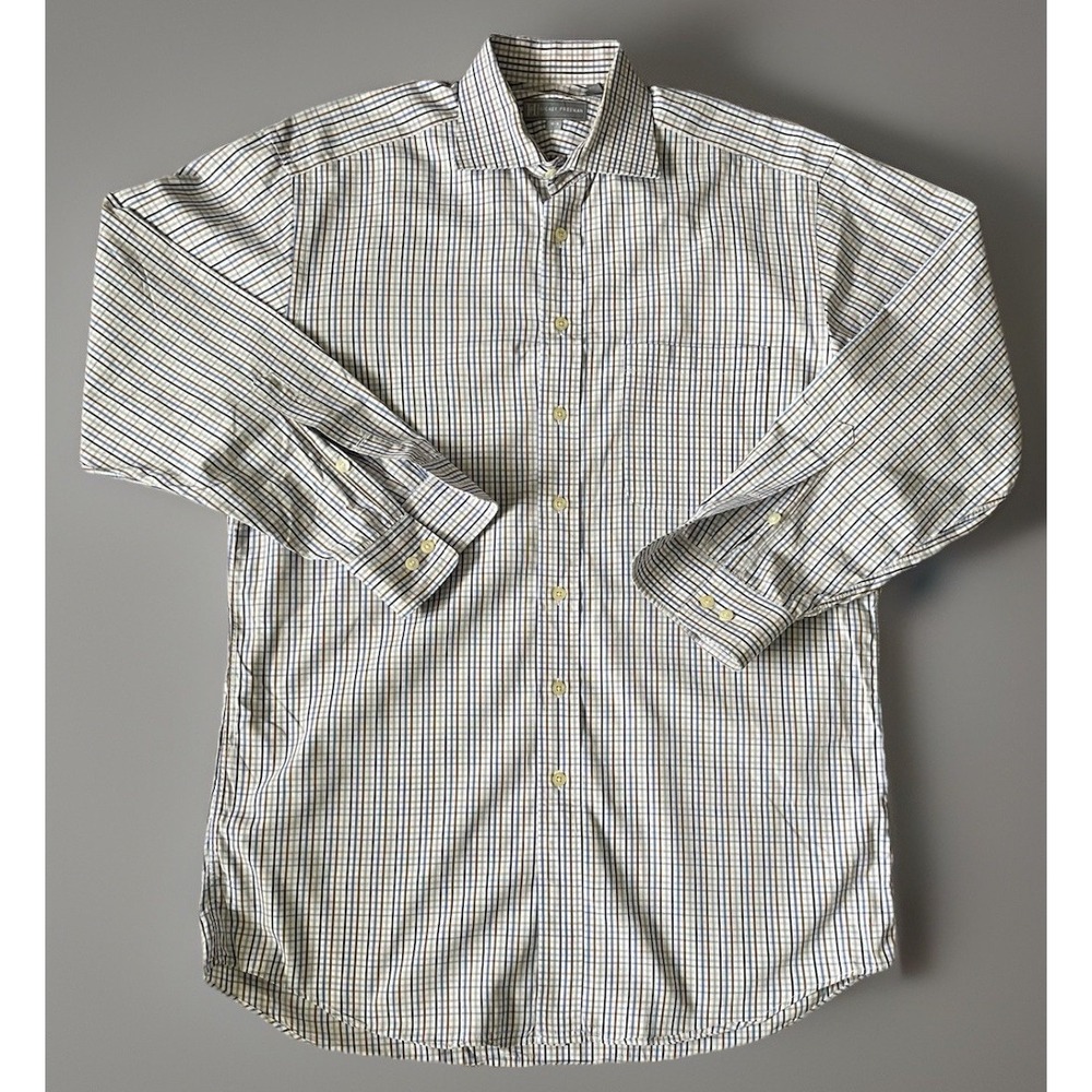 Hickey Freeman Long Sleeve Button Down Shirt Multi Color Plaid 16-R JBHS